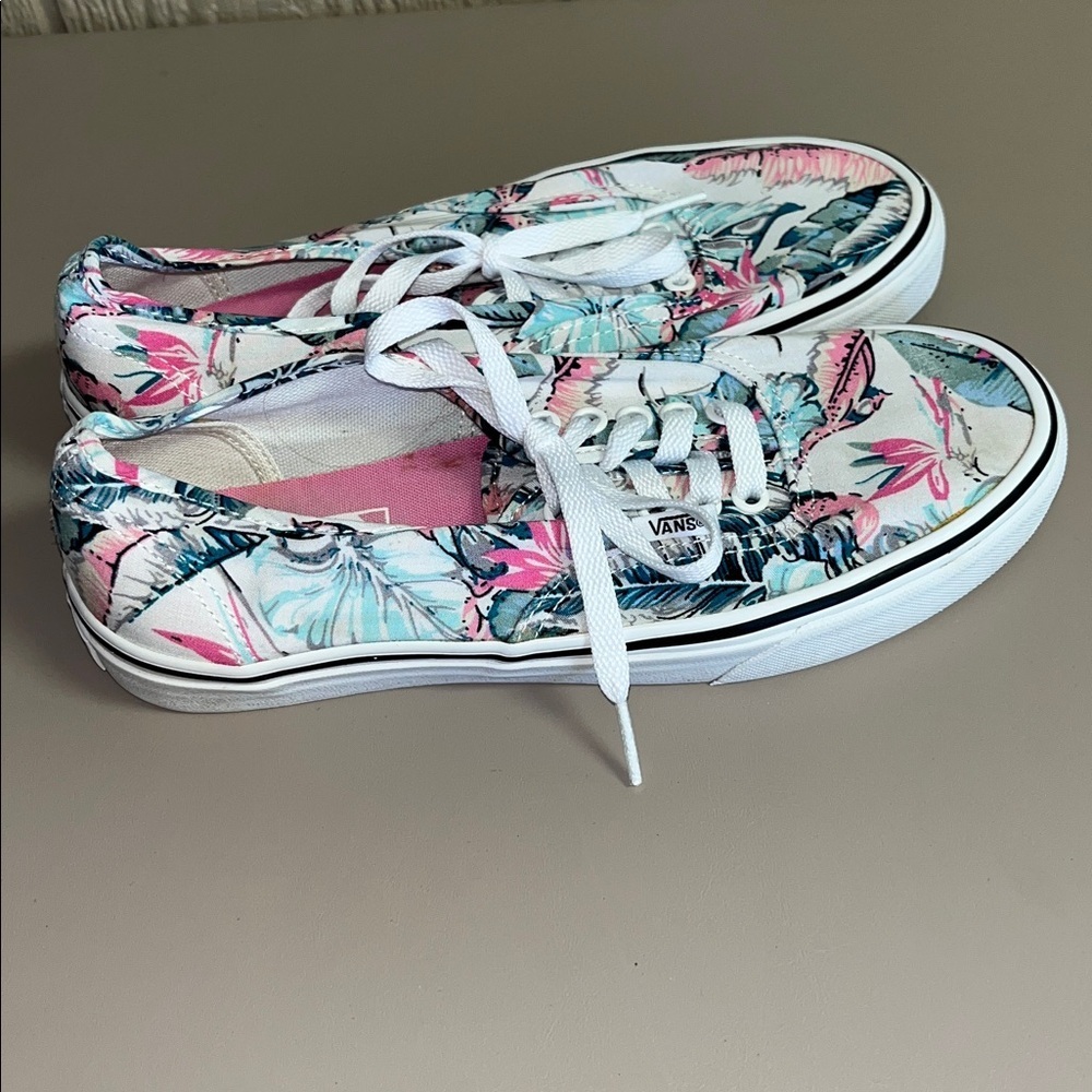 Vans Canvas Shoes Women’s Feathers Print Tropical White | size 8 - Picture 5 of 8
